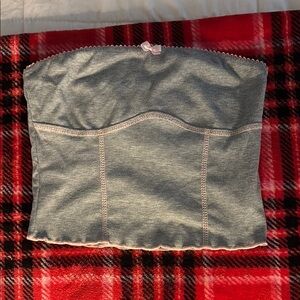 SHEIN Gray Tube Top with Pink Accents